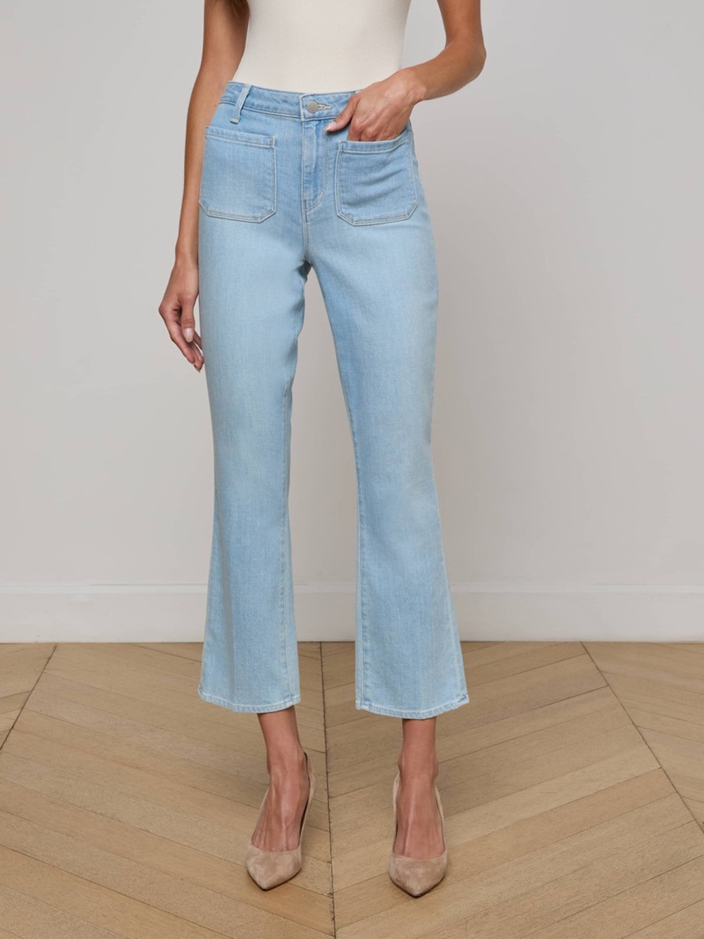 L’AGENCE Noya Ultra High Rise Cropped Slim Flare Jeans Size 25 Campos NWT